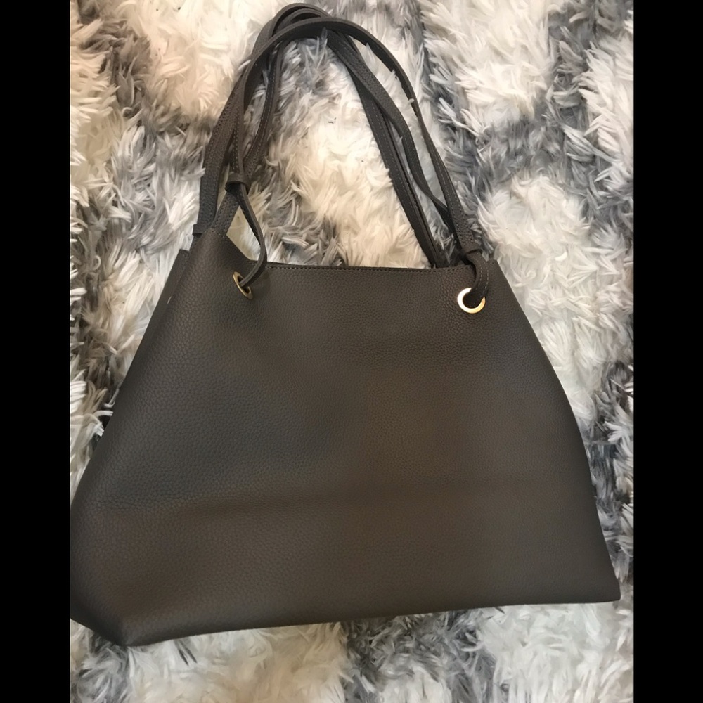 Faux Leather Shoulder Bag w/Matching Wallet/Clutch